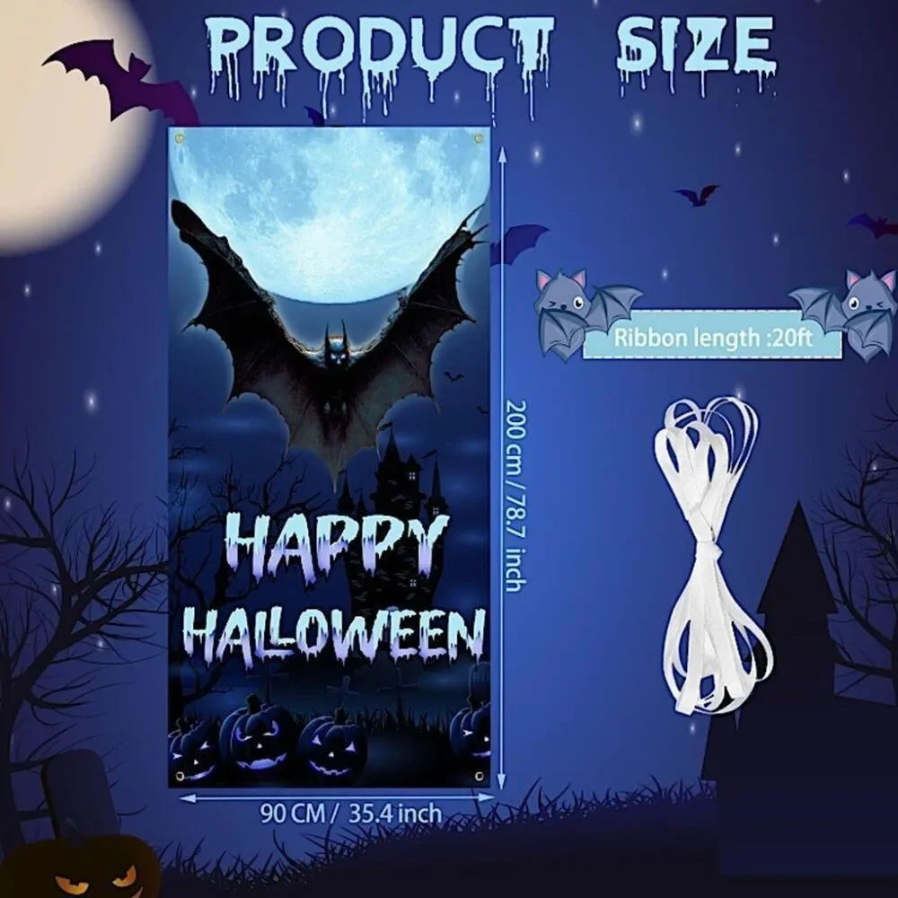 Halloween Holiday Door Banner New Wall Seasonal Decorations Spooky Bat Decor